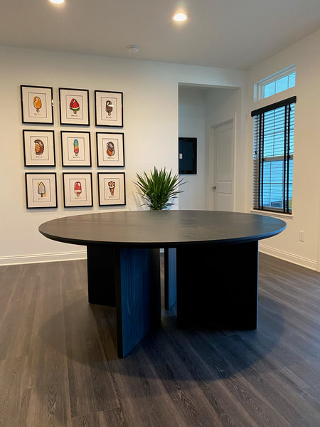 Custom round dining table by Edgework Creative