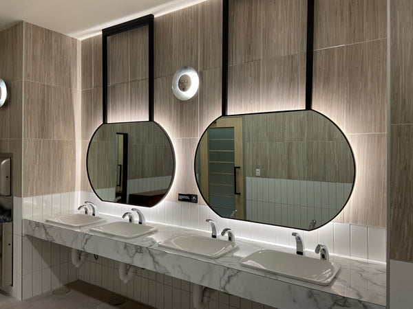 Bathroom mirrors by Edgework Creative, office furniture