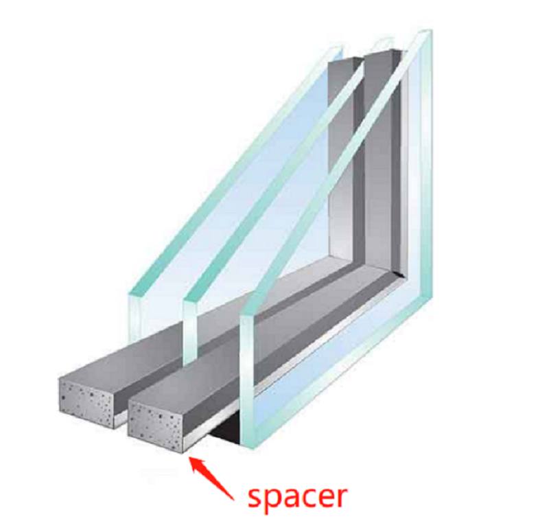 spacers between the glass