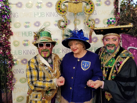 Grand Marshal Marty Graw, Social Butterfly Margarita Bergen, and Professor Carl Nivale celebrate Kings Day