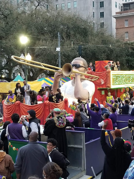 Trombone Shorty float debuts during Krewe of Freret, 2020