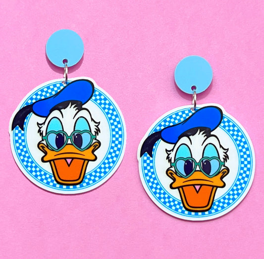 Retro Donald Checkered Drop Earrings