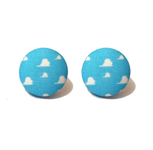 Andy S Room Toy Story Cloud Wallpaper Fabric Button Earrings