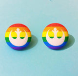 Rebel Rainbow Fabric Button Earrings