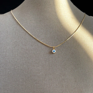24k Shiny Gold Evil Eye Bead Necklace
