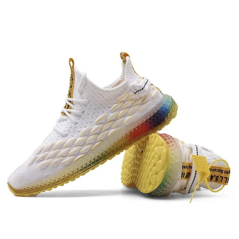 Unisex Non Slip Fashion Sneaker Yellow Trainers Comfortable Shoes Textile Breathable