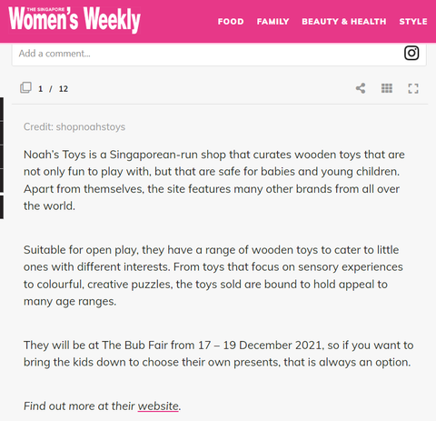 Noah's Toys - Women's Weekly