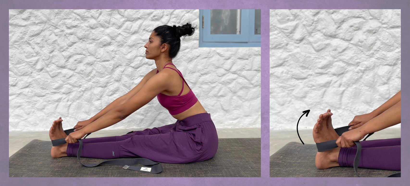 Woman doing yoga pose forward seated bend