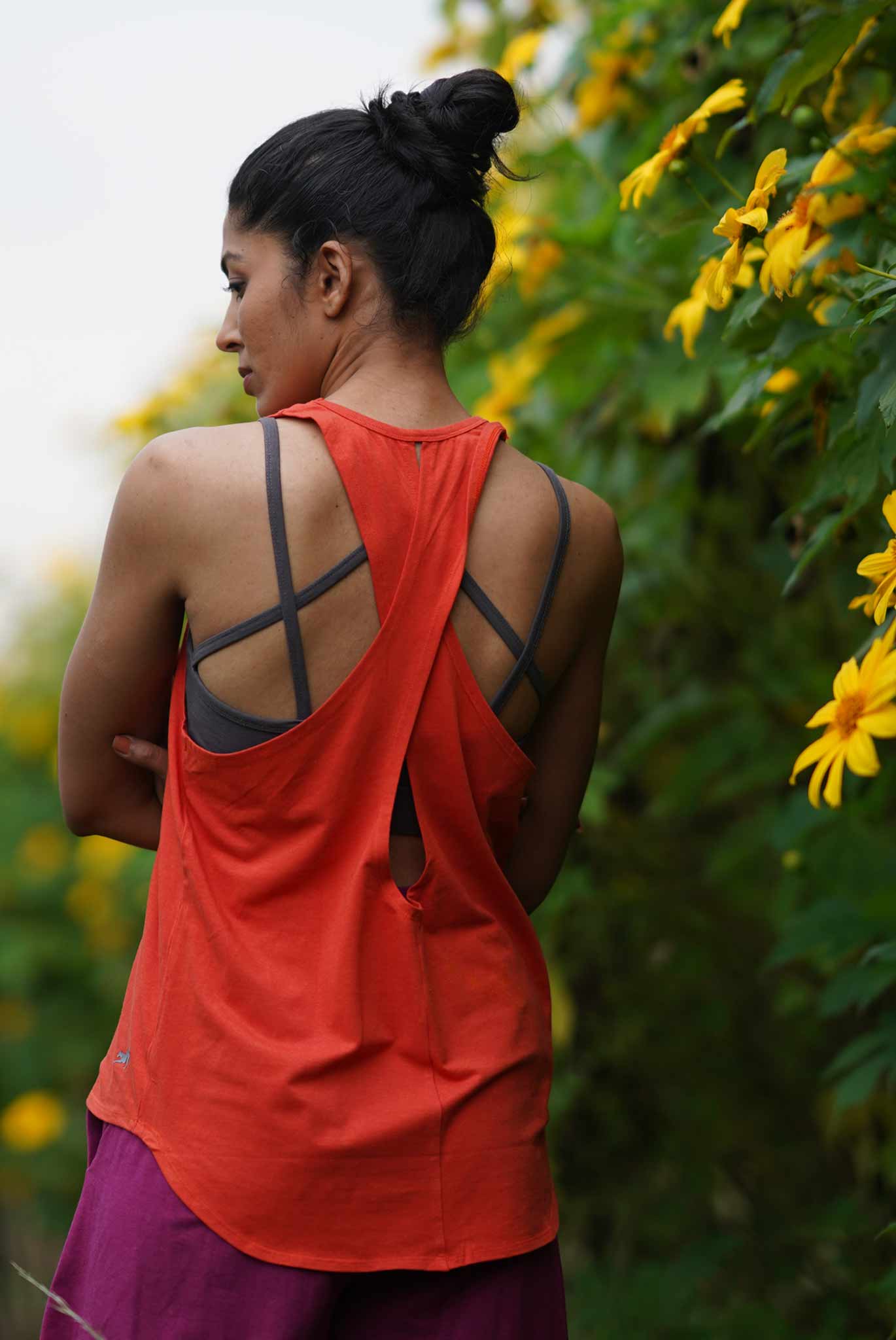 Yoga Racerback Tank Fitted Organic Cotton I Chin Seaport Blue - Proyog