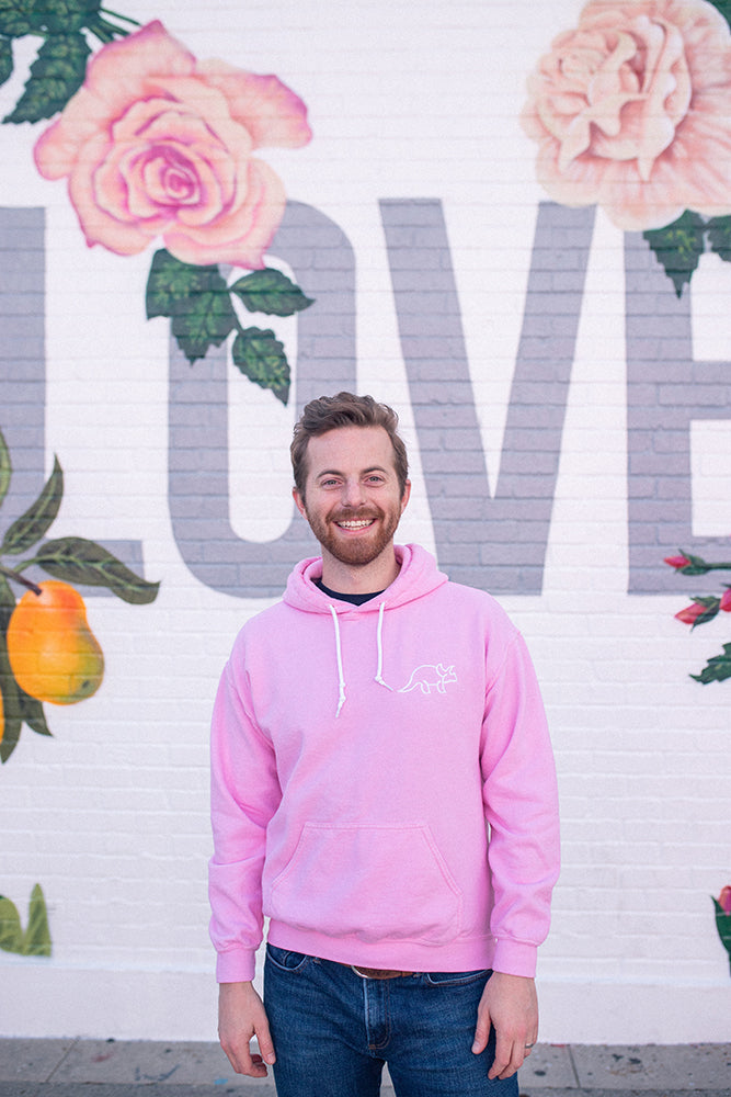 male pink hoodie
