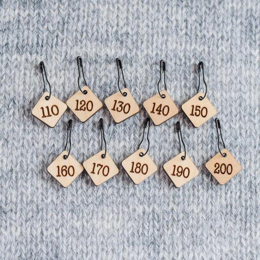 Set of 10 Laser Engraved Removable Stitch Markers - 310-400 - Cast On –  Purple Wool Co.