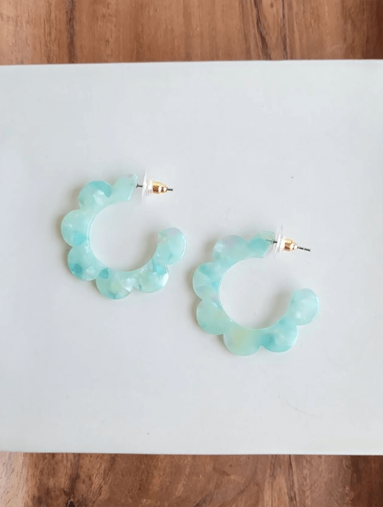 Flora Hoop Earrings in Mint