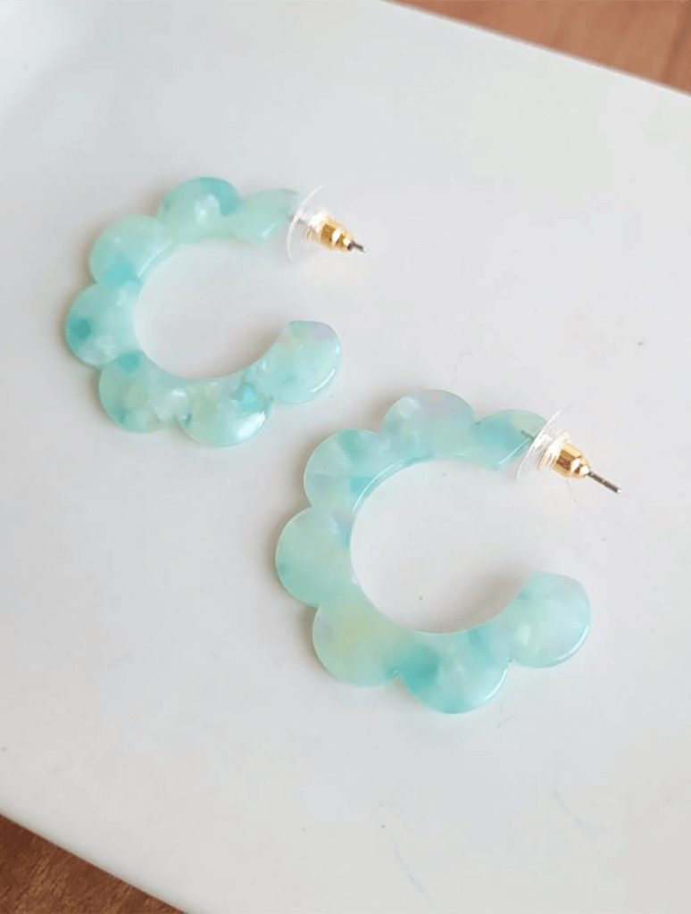 Flora Hoop Earrings in Mint