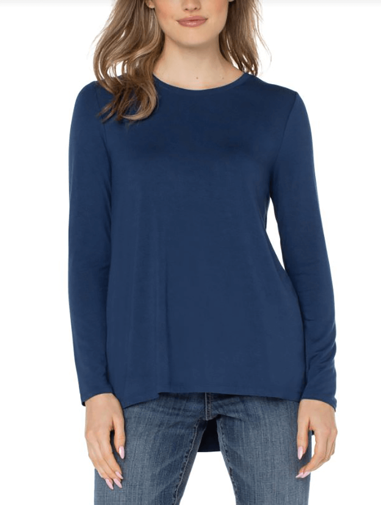 Liverpool Long Sleeve Scoop Neck Tee in Night Sky Blue