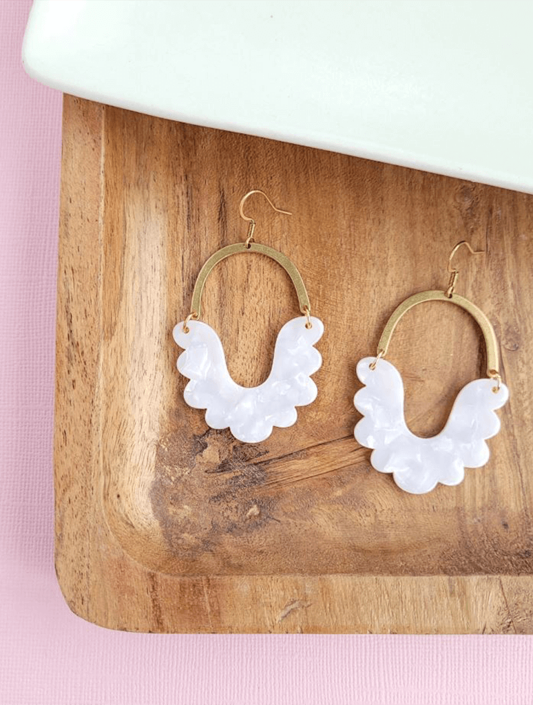 Scarlett Earrings in Pearl White