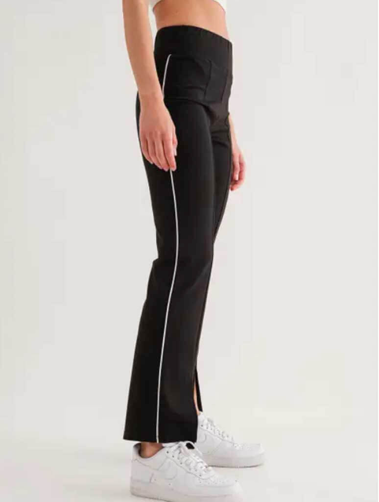 Front Split Active Pants in Black