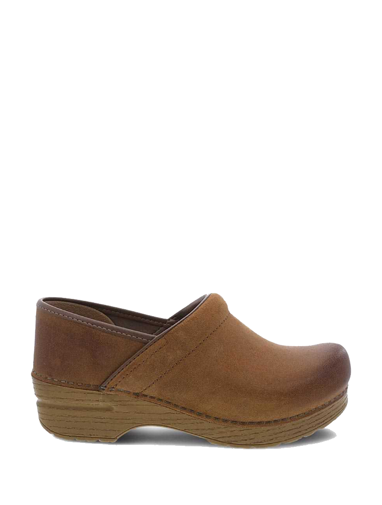 Dansko Professional Burnished Suede Clog in Tan