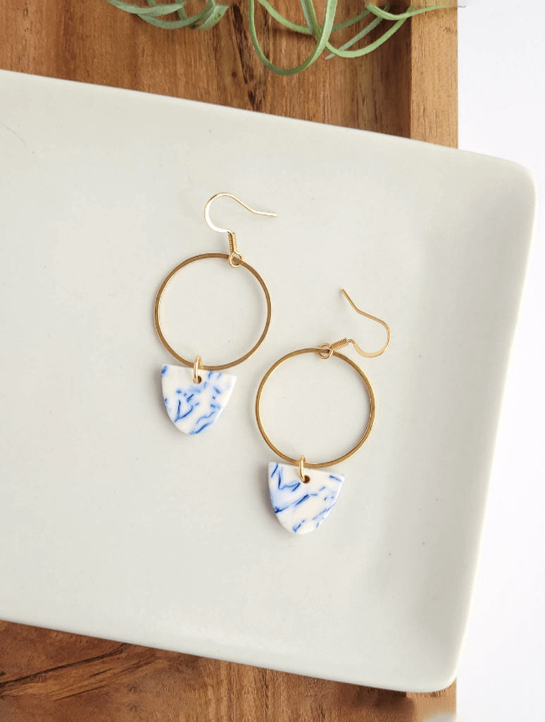 Iris Earrings in Greek Goddess Blue