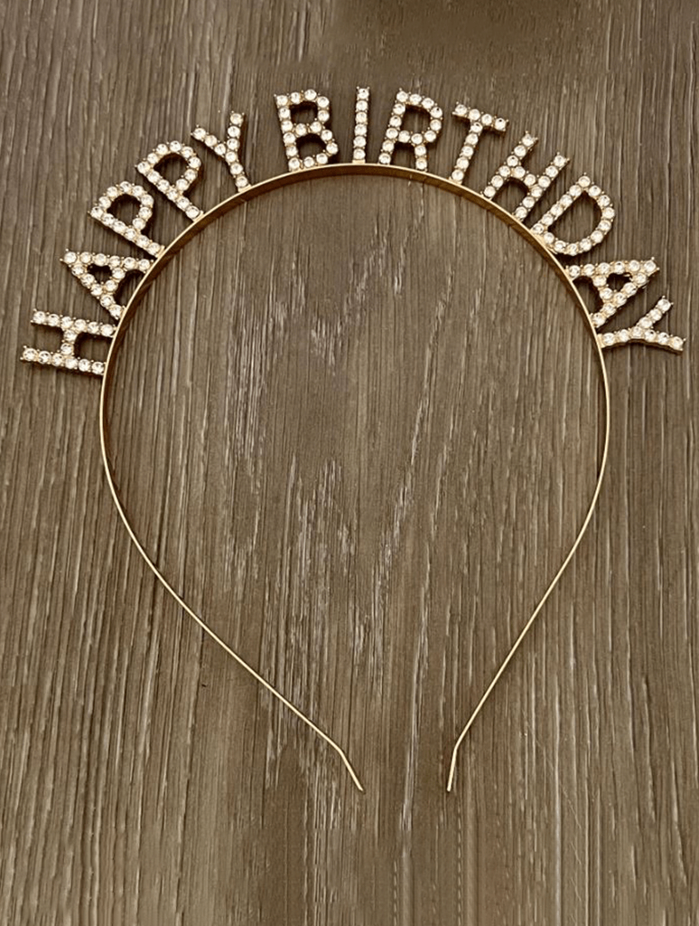 Happy Birthday Headband in Gold