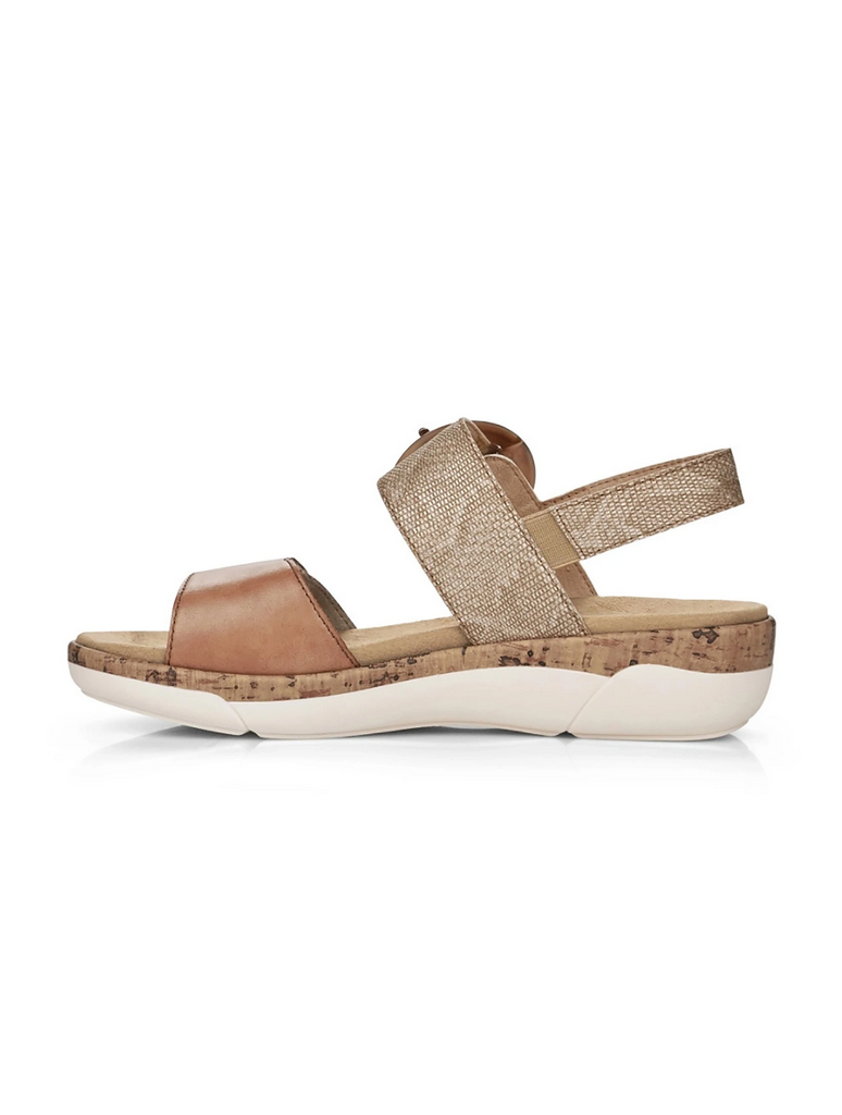 Remonte Jocelyn Wedge Sandal in Tan Multi