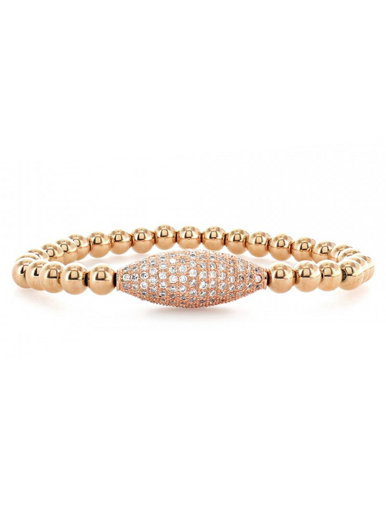 Rose Gold Beaded Bracelet with Pave Bead