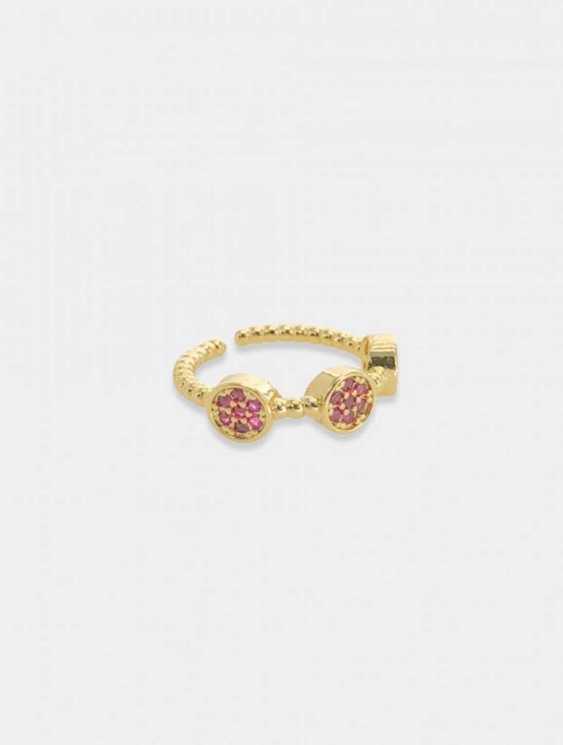 Hot Pink Pave Bubble Ring in Gold