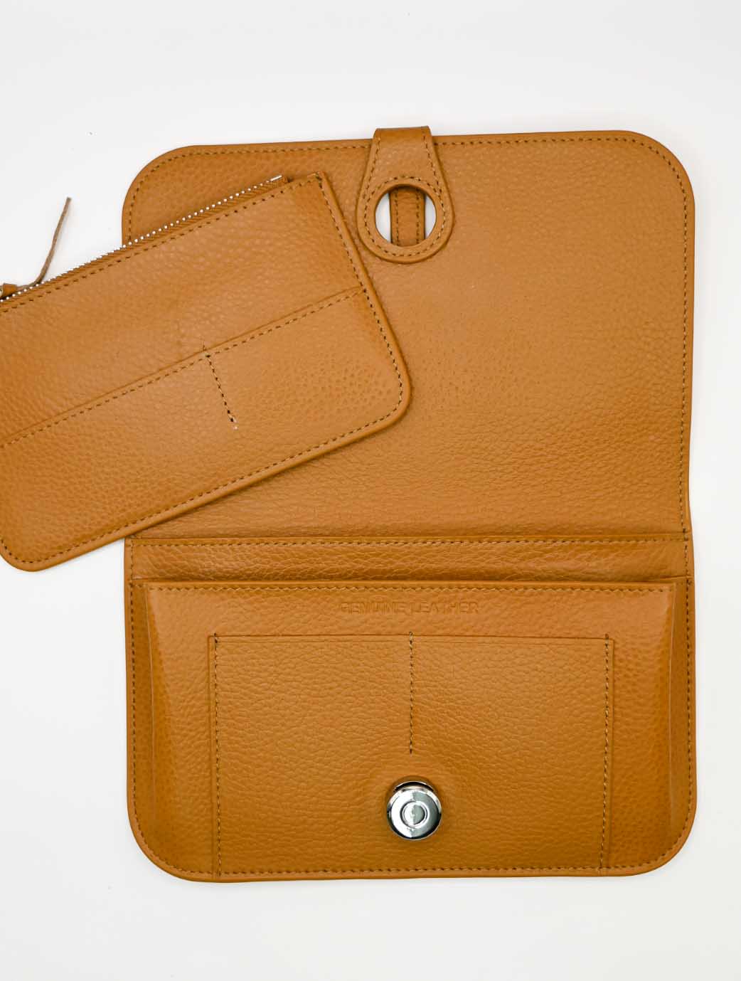 Leather Latch Wallet in Brown