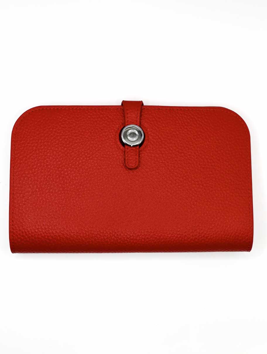 Leather Latch Wallet in Red