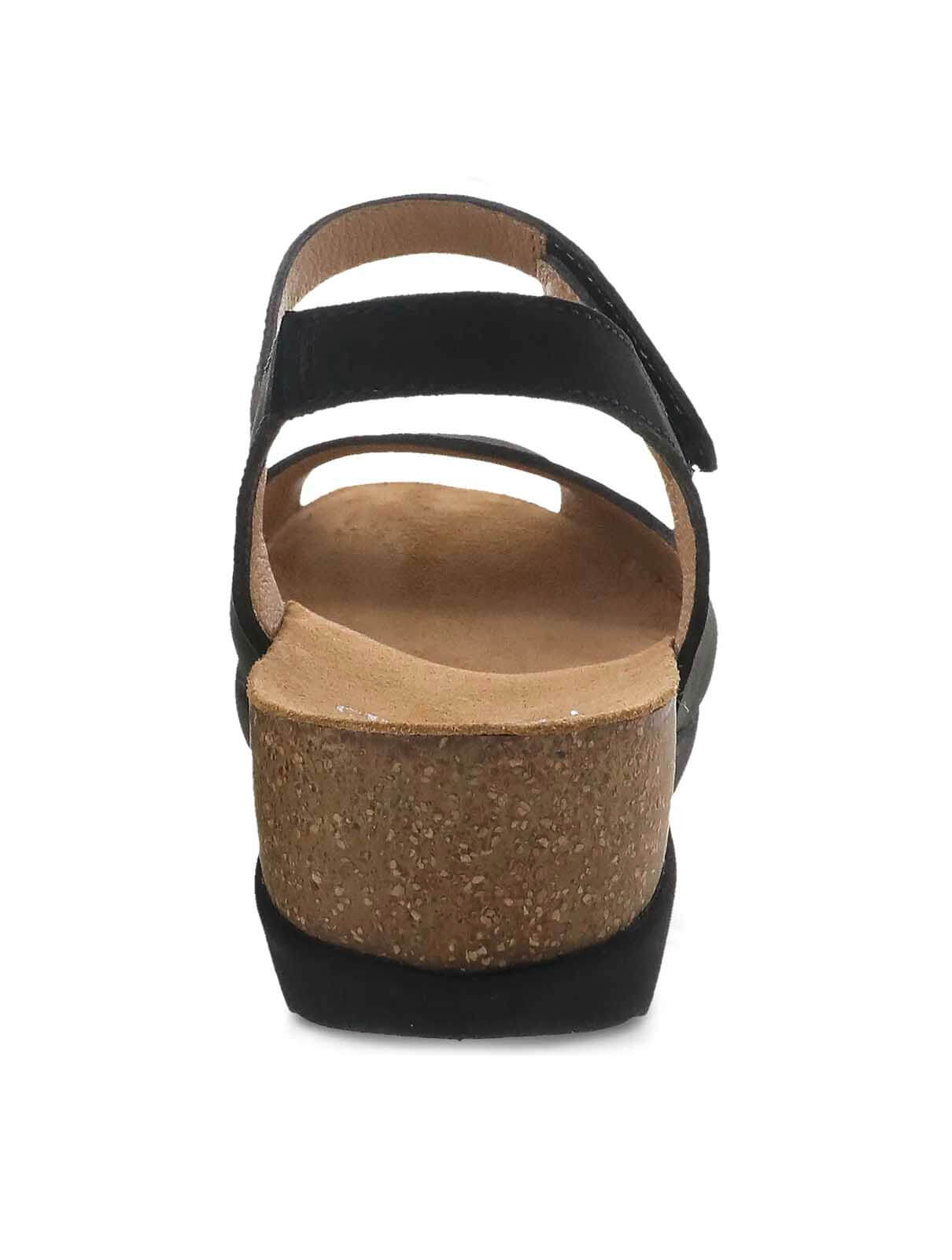 Dansko Marcy Wedge Sandal in Black Milled Nubuck