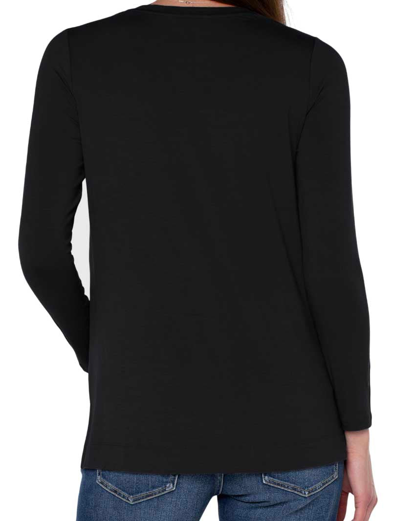 Liverpool Long Sleeve Scoop Neck Tee in Black