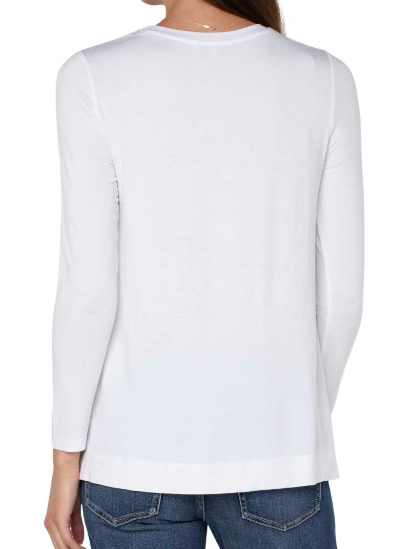 Liverpool Long Sleeve Scoop Neck Tee in White