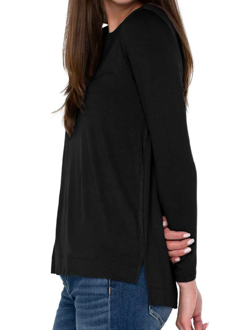 Liverpool Long Sleeve Scoop Neck Tee in Black