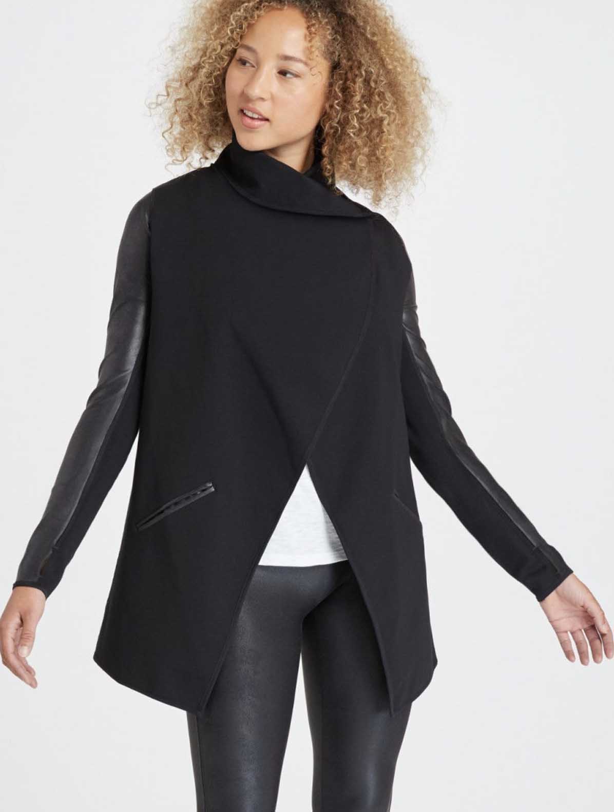 Spanx Drape Front Jacket in Very Black