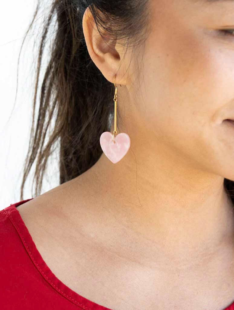 Mina Heart Earrings in Pink