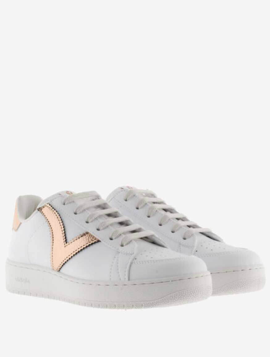 Victoria Madrid Faux Leather & Metallic Sneaker in Nude (Final Sale)