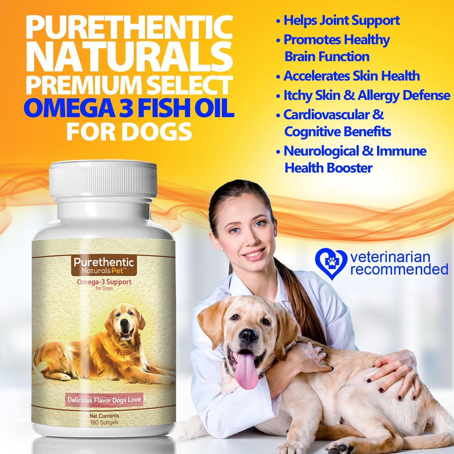 Omega 3 for Dogs, Fish Oil for Dogs 180 Softgels Pure ...