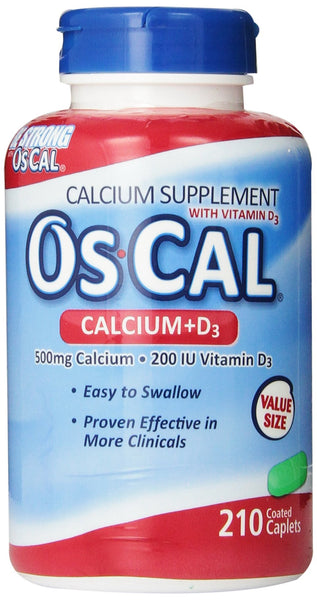 OsCal 500 mg Calcium + 200 IU Vitamin D3 Caplets Calcium ...