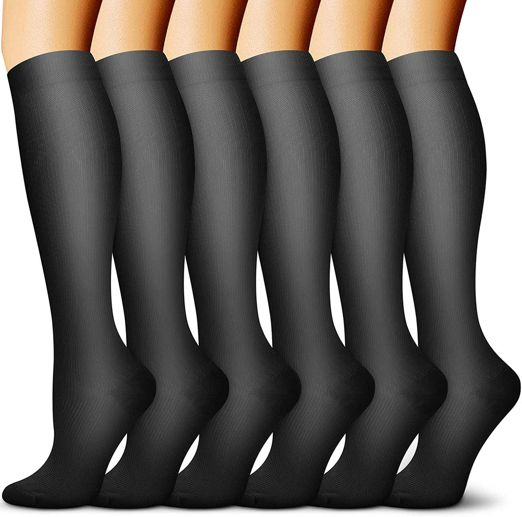 6-Pairs Black Compression Socks For Men & Women (15-20mmHG) | Actinput ...