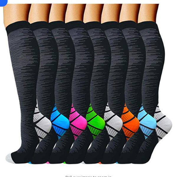 8-Pairs Gradient Fashion Compression Socks 20-25mHg for Man and Woman ...