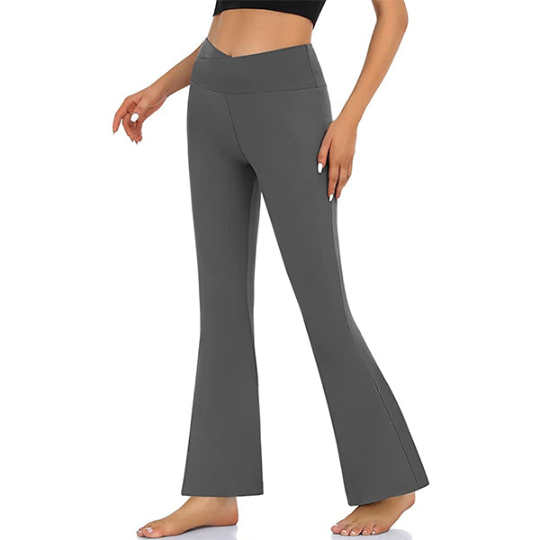 Black Flare Yoga Pants for Women, Crossover Buttery Soft Bootcut
