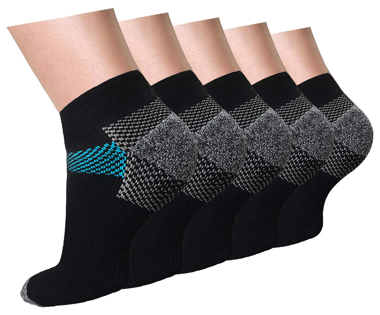 5Pairs Low Cut Compression Socks Plantar Fasciitis for Women Men Ac