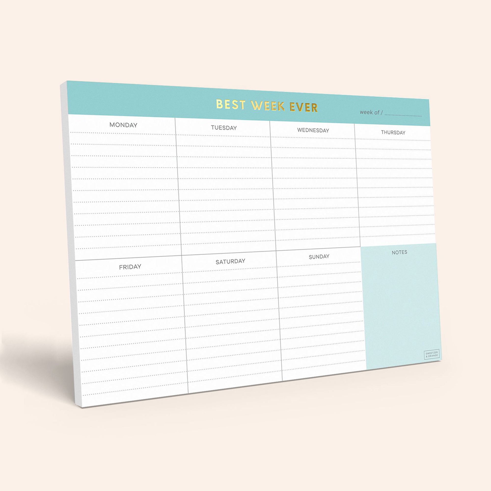 Sweetzer & Orange Weekly To Do List Pad. Pink Gold Weekly Planner Notepad  with Daily Planner Agenda Squares. 7x10” Day Planner 2022 2023 - Student