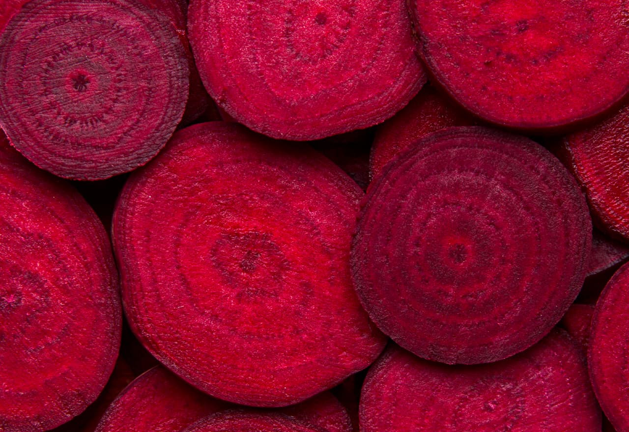 A group of sliced beets