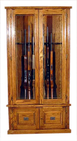 7-Gun Corner Wood Gun Cabinet | Oak | Secure Storage ...