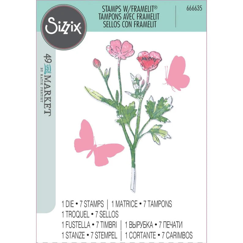 painted pencil botanical stamp & die set by Sizzix & 49 and market