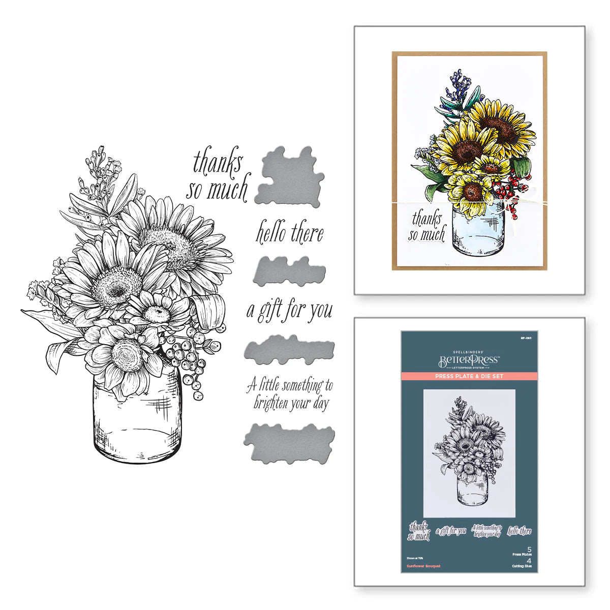 Sunflower bouquet press plates by spellbinders