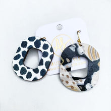 Load image into Gallery viewer, Betty - (Reversible) Black Cream Black Dot-Dangle Earring