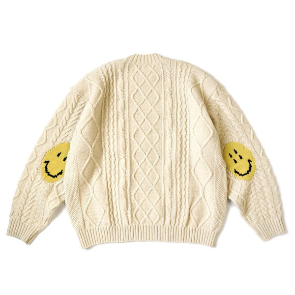 KAPITAL 5G Wool Cable Knit HAPPY Patch Crew Sweater [ K2110KN080