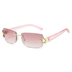 Star Status Y2K Rimeless Sunglasses | Pink - BoujeeVibes