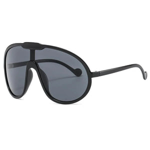 Oversized Shield Round Bottom Sunglasses | Black - BoujeeVibes